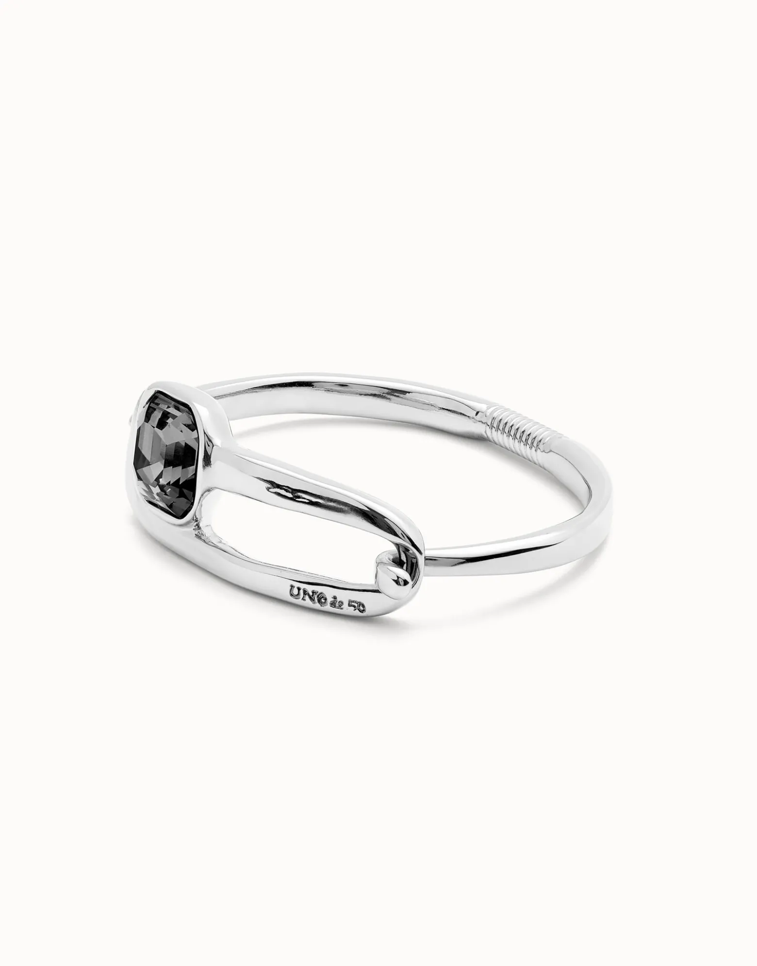 Bangle bracelet with a black crystal
