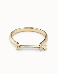 Bangle bracelet with a shackle shaped clasp