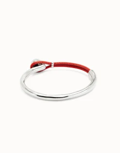 Bangle bracelet with coral leather