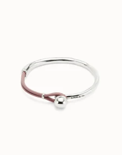 Bangle bracelet with lilac leather