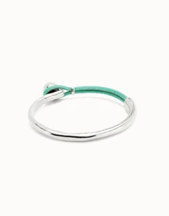 Bangle bracelet with turquoise leather