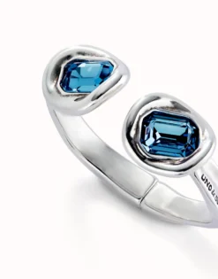 Bangle bracelet with two blue crystals