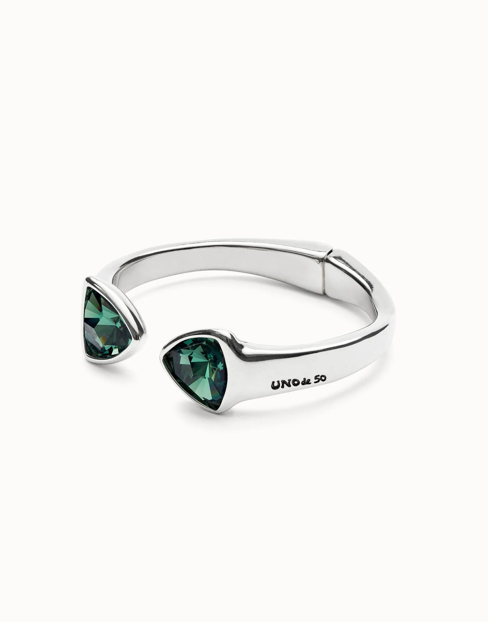 Bangle bracelet with two multicolored crystals
