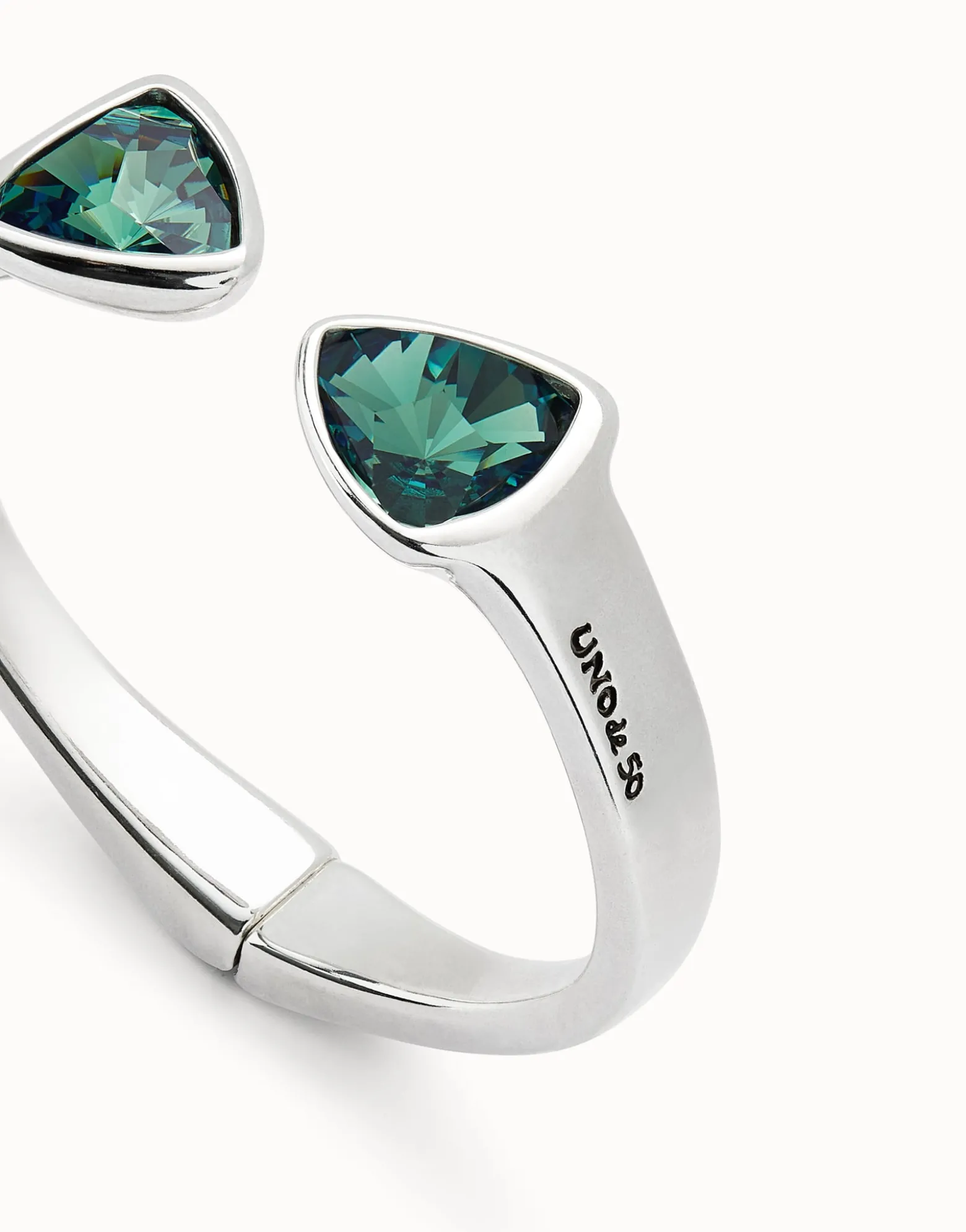 Bangle bracelet with two multicolored crystals