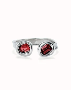 Bangle bracelet with two red crystals
