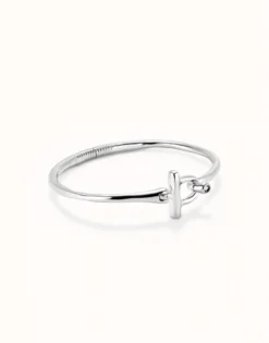 Bangle bracelet with white topaz