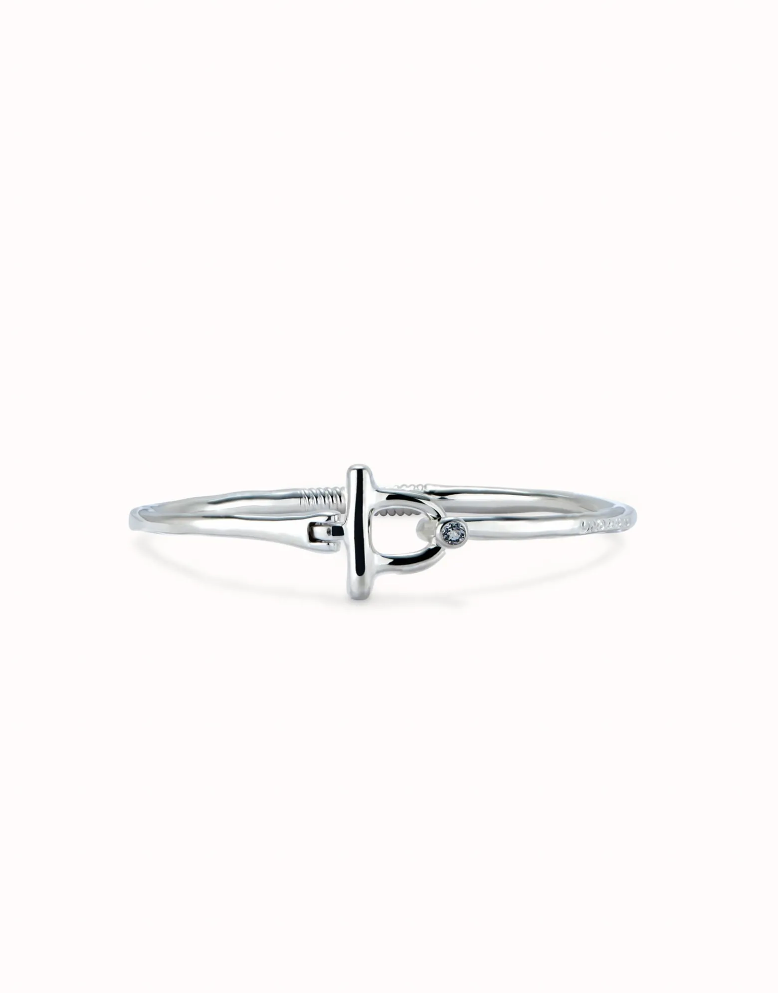 Bangle bracelet with white topaz
