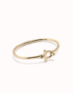 Bangle bracelet with white topaz