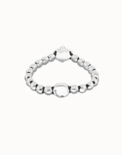 Beaded bracelet with pink oval faceted crystal