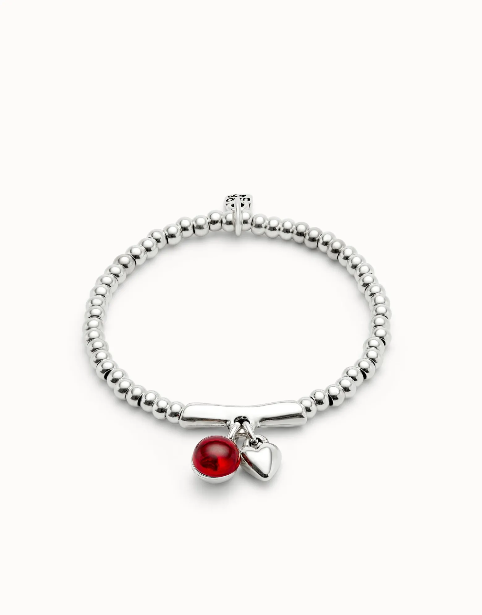 Beaded bracelet with red murano glass