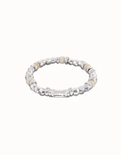 Beaded bracelet with silver and ivory beads