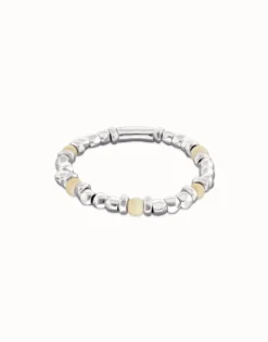 Beaded bracelet with silver and ivory beads