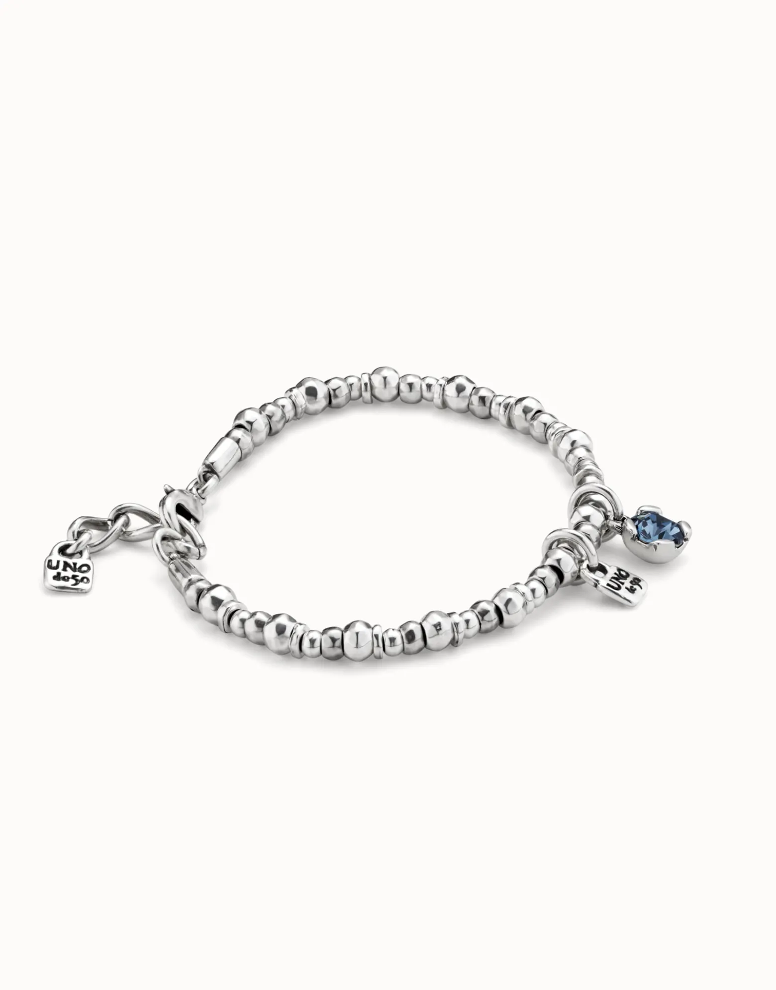 Beaded stretch bracelet with blue crystal