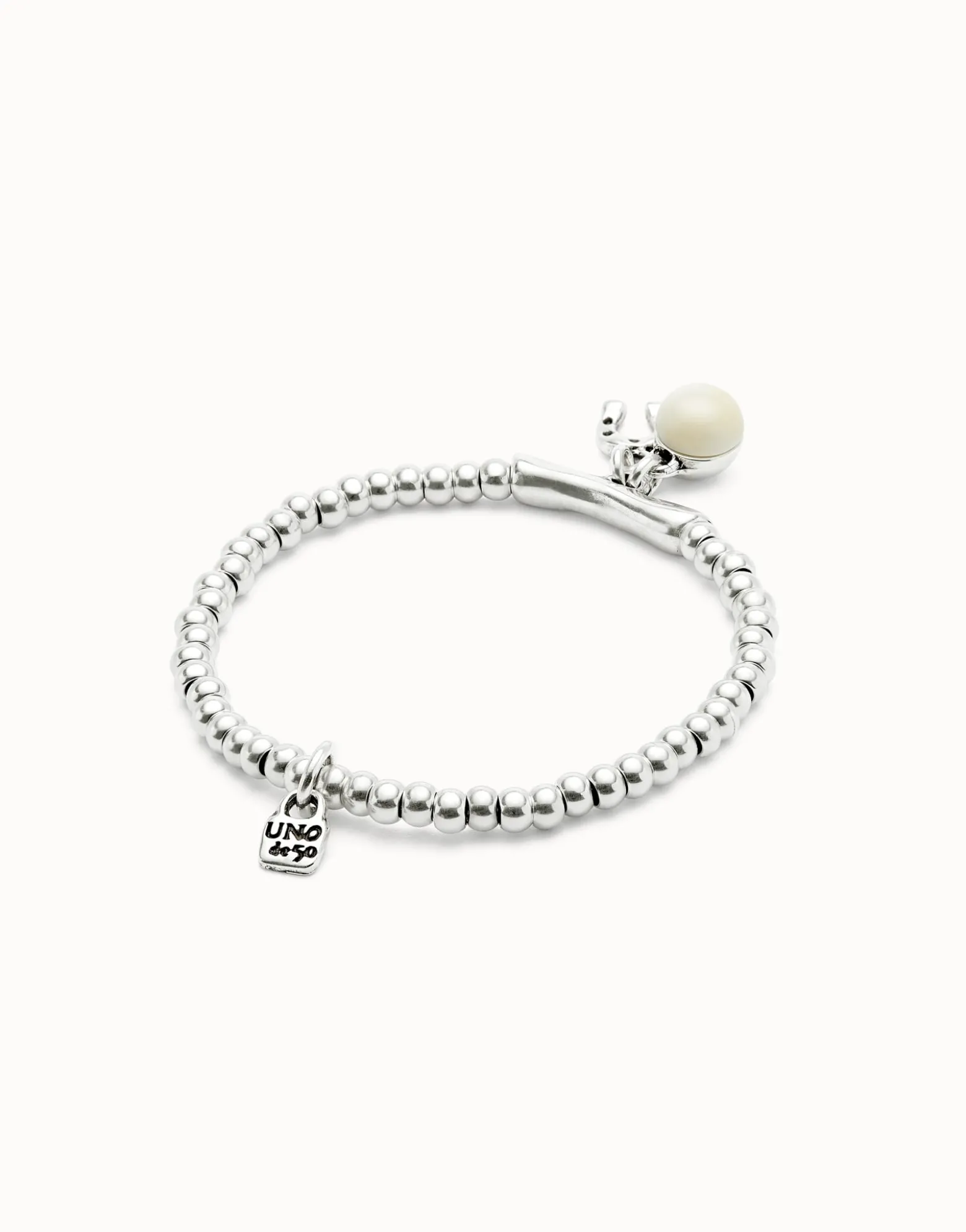 Beaded stretch bracelet with a murano glass and a horseshoe charm