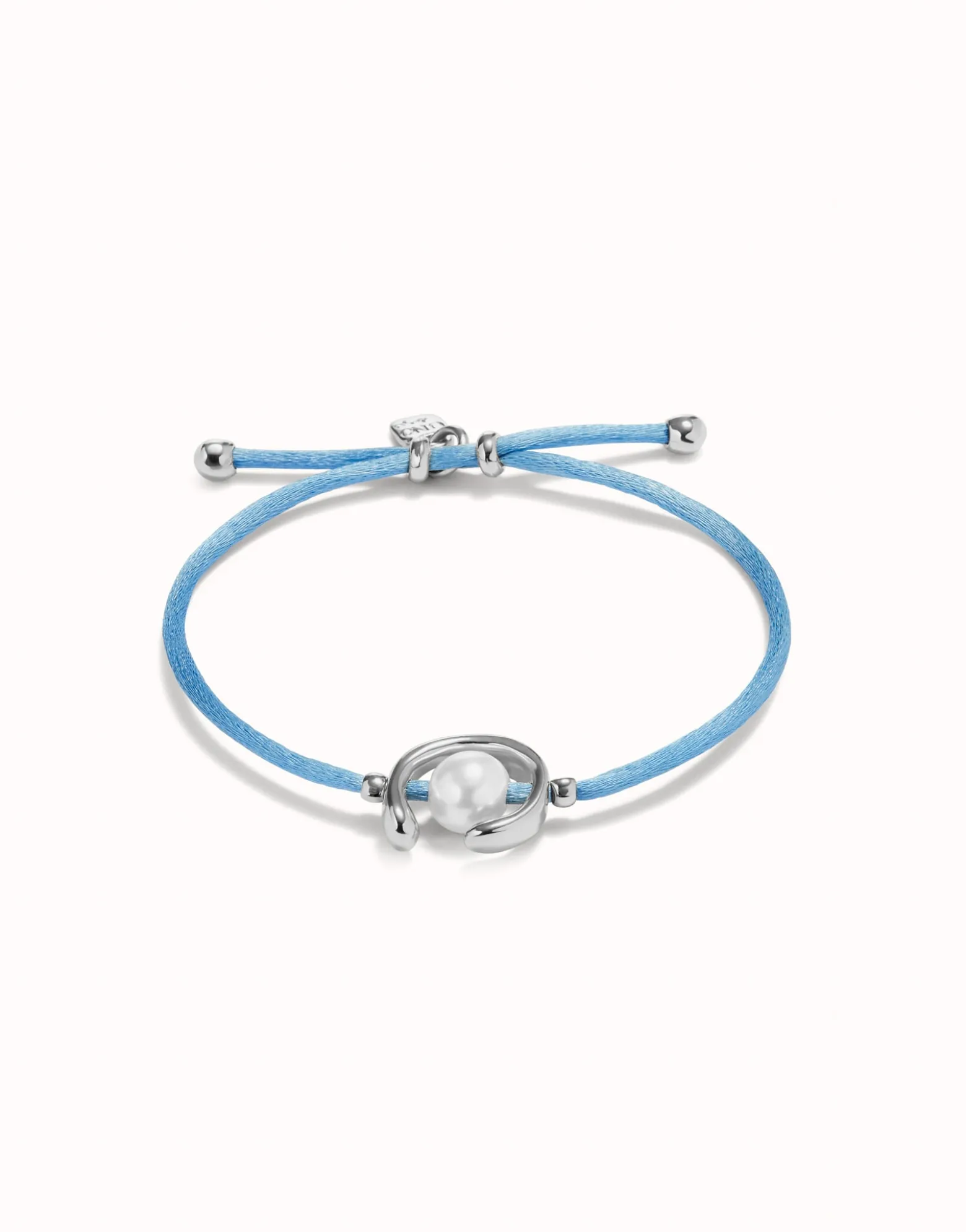 Blue cord bracelet with a pearl