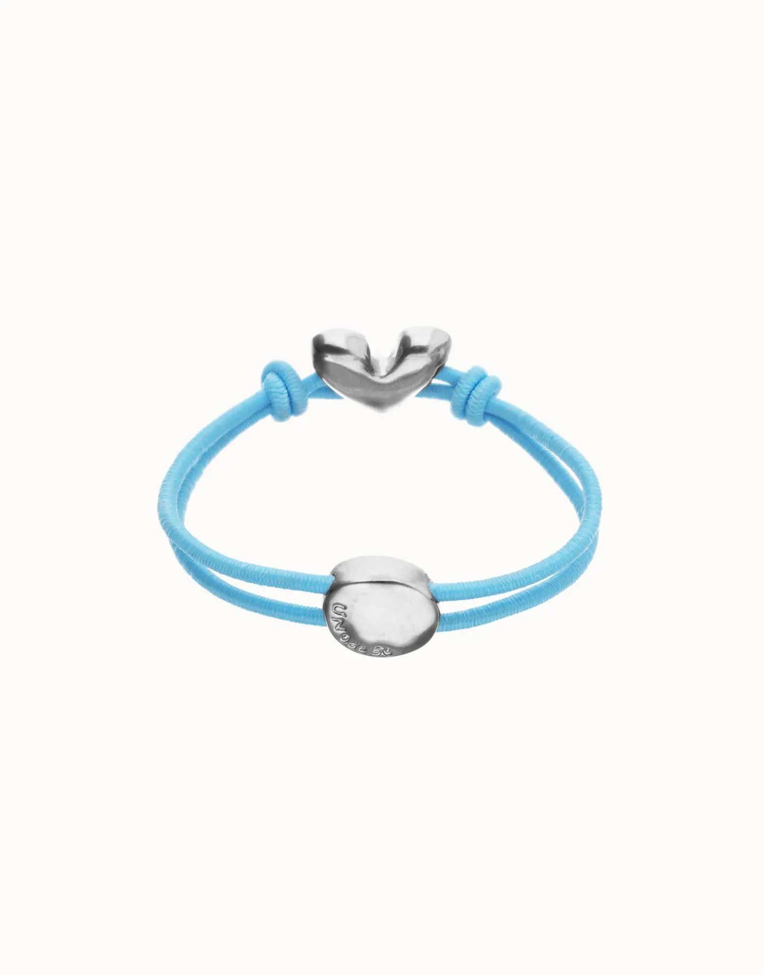 Blue elastic thread bracelet with heart