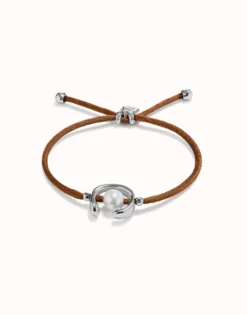 Brown cord bracelet with a pearl