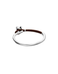 Brown leather bracelet with butterfly ornament