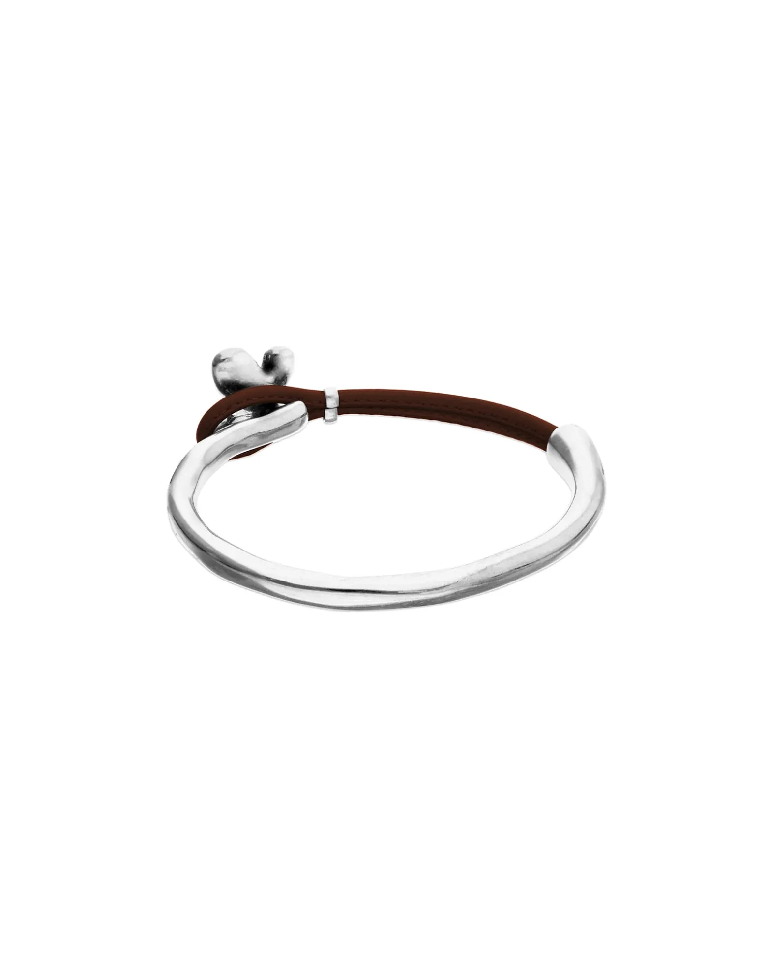 Brown leather bracelet with butterfly ornament