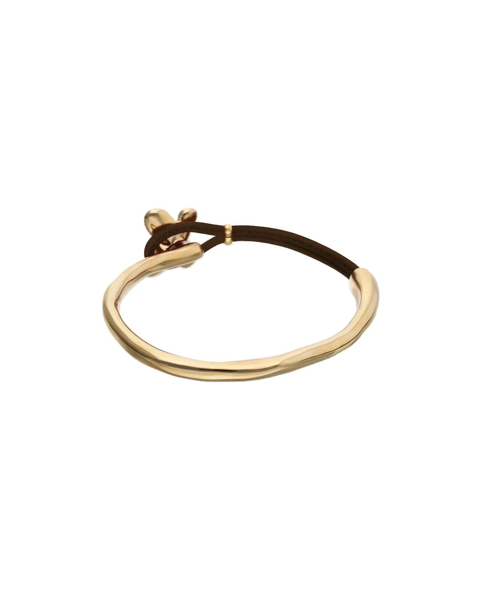 Brown leather bracelet with butterfly ornament