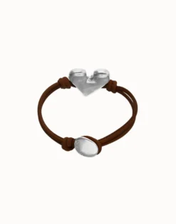 Brown leather bracelet with heart detail