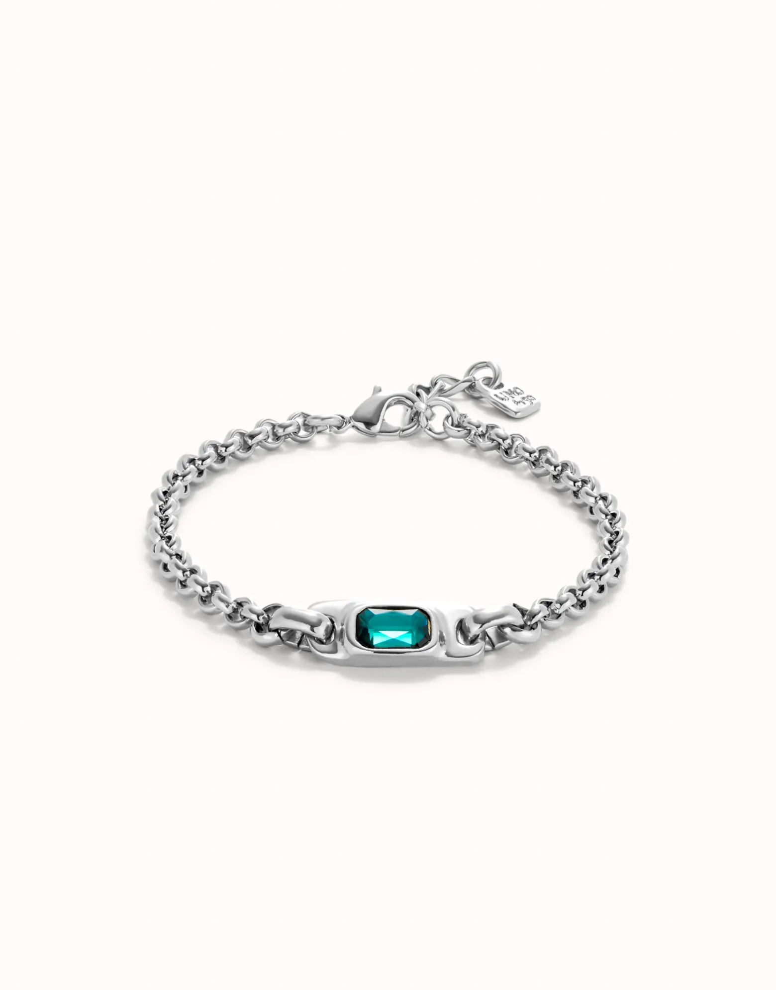 Chain bracelet with green crystal