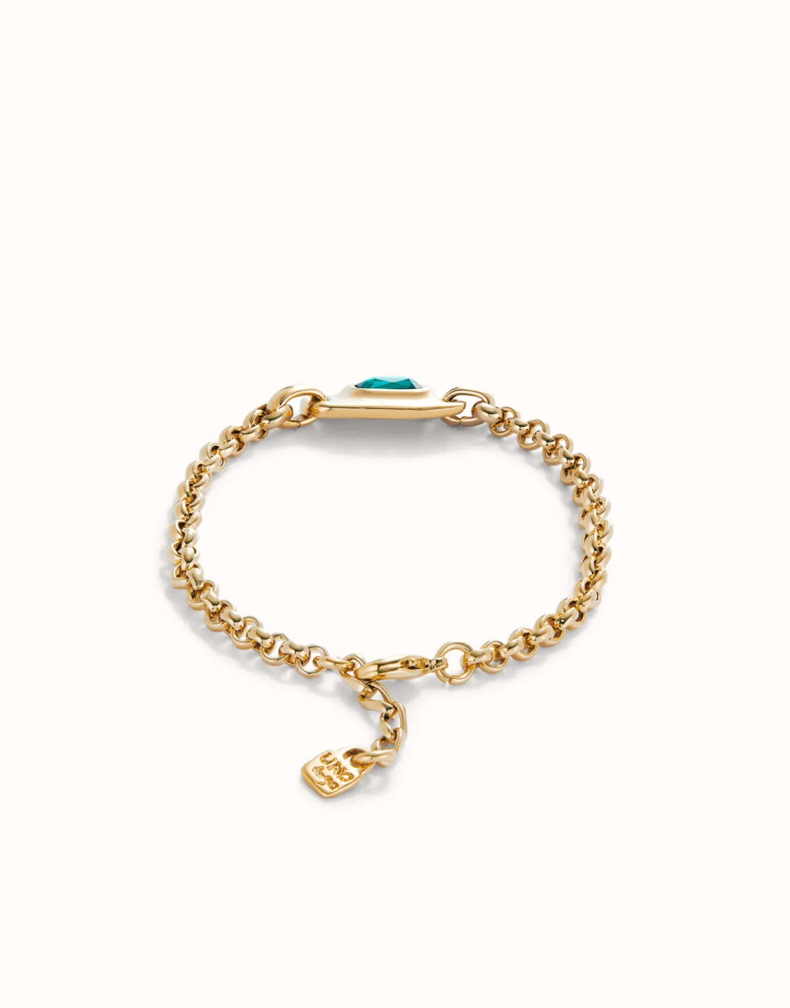 Chain bracelet with green crystal