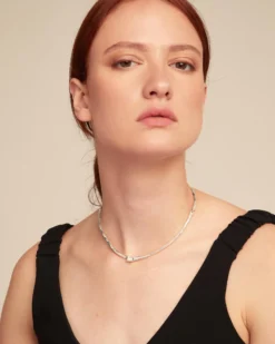 Choker necklace with white cubic zirconia