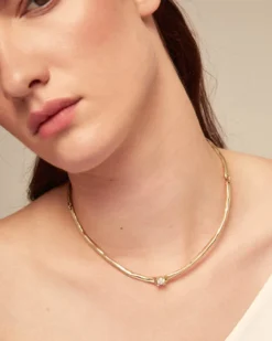 Choker necklace with white cubic zirconia