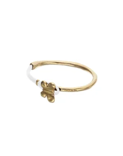 Cream leather bracelet with butterfly ornament