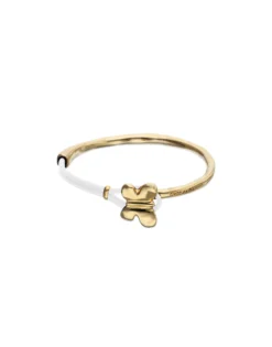 Cream leather bracelet with butterfly ornament