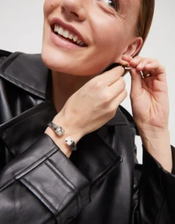 Cuff bracelet with white crystal