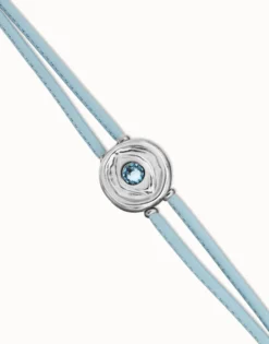 Double blue leather birthstone bracelet with eye
