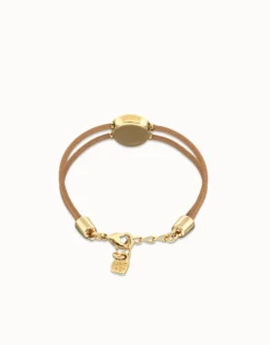 Double cream leather birthstone bracelet with eye