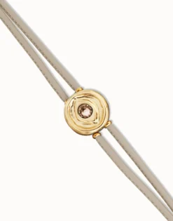Double ivory leather birthstone bracelet with eye