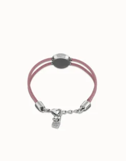 Double lilac leather birthstone bracelet with eye