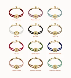 Double lilac leather birthstone bracelet with eye