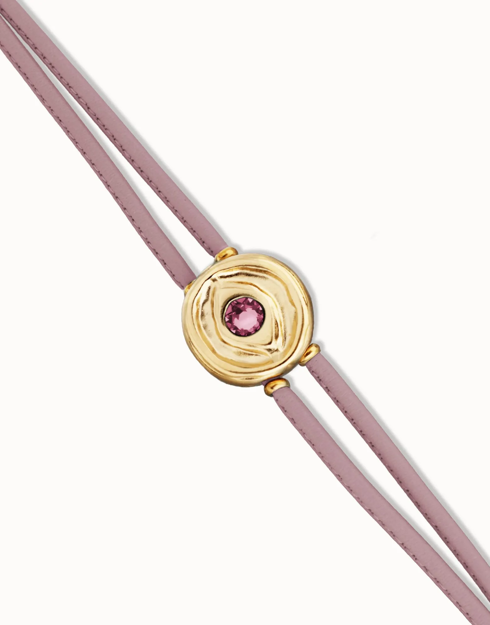 Double lilac leather birthstone bracelet with eye