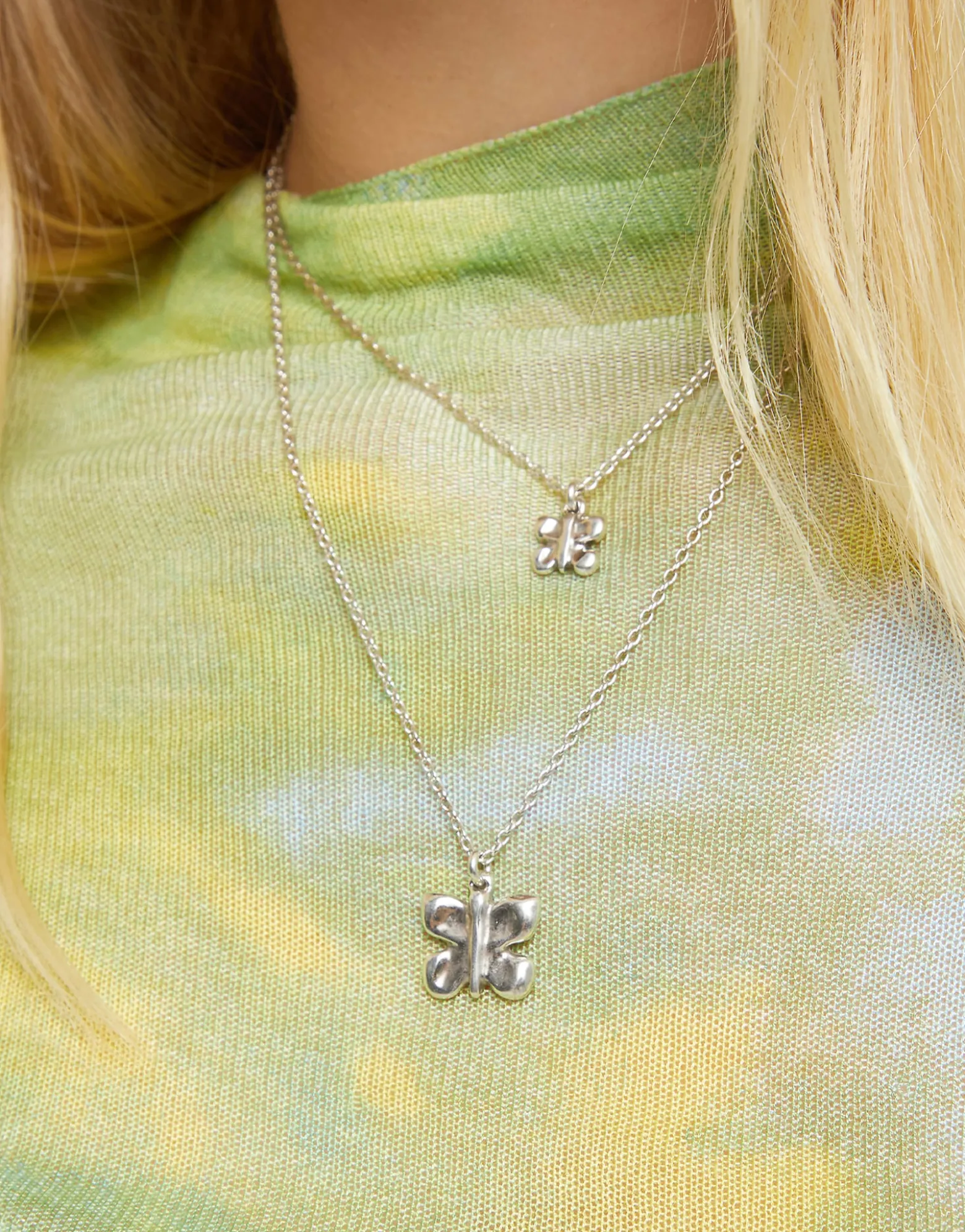 Double necklace with butterflies