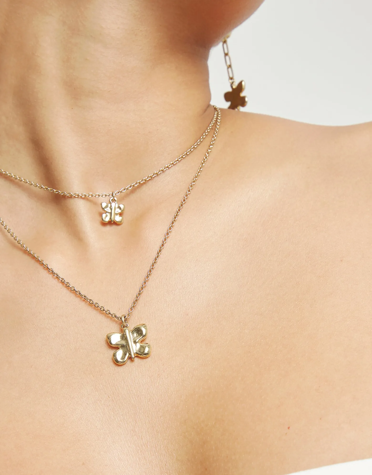 Double necklace with butterflies