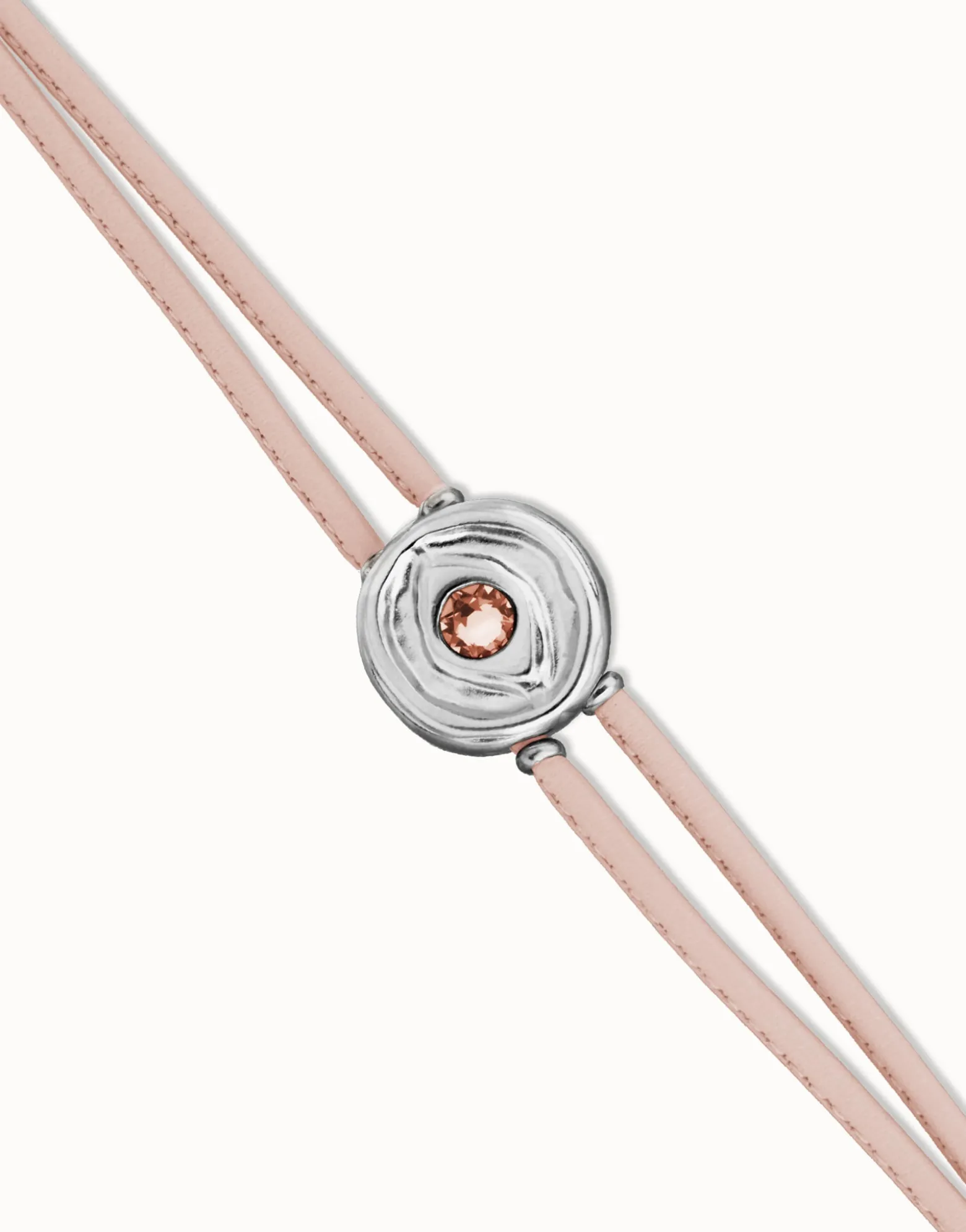 Double pink leather birthstone bracelet with eye