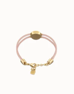 Double pink leather birthstone bracelet with eye