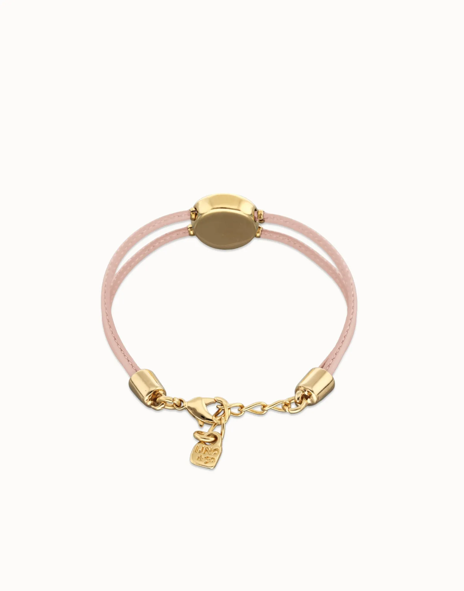 Double pink leather birthstone bracelet with eye