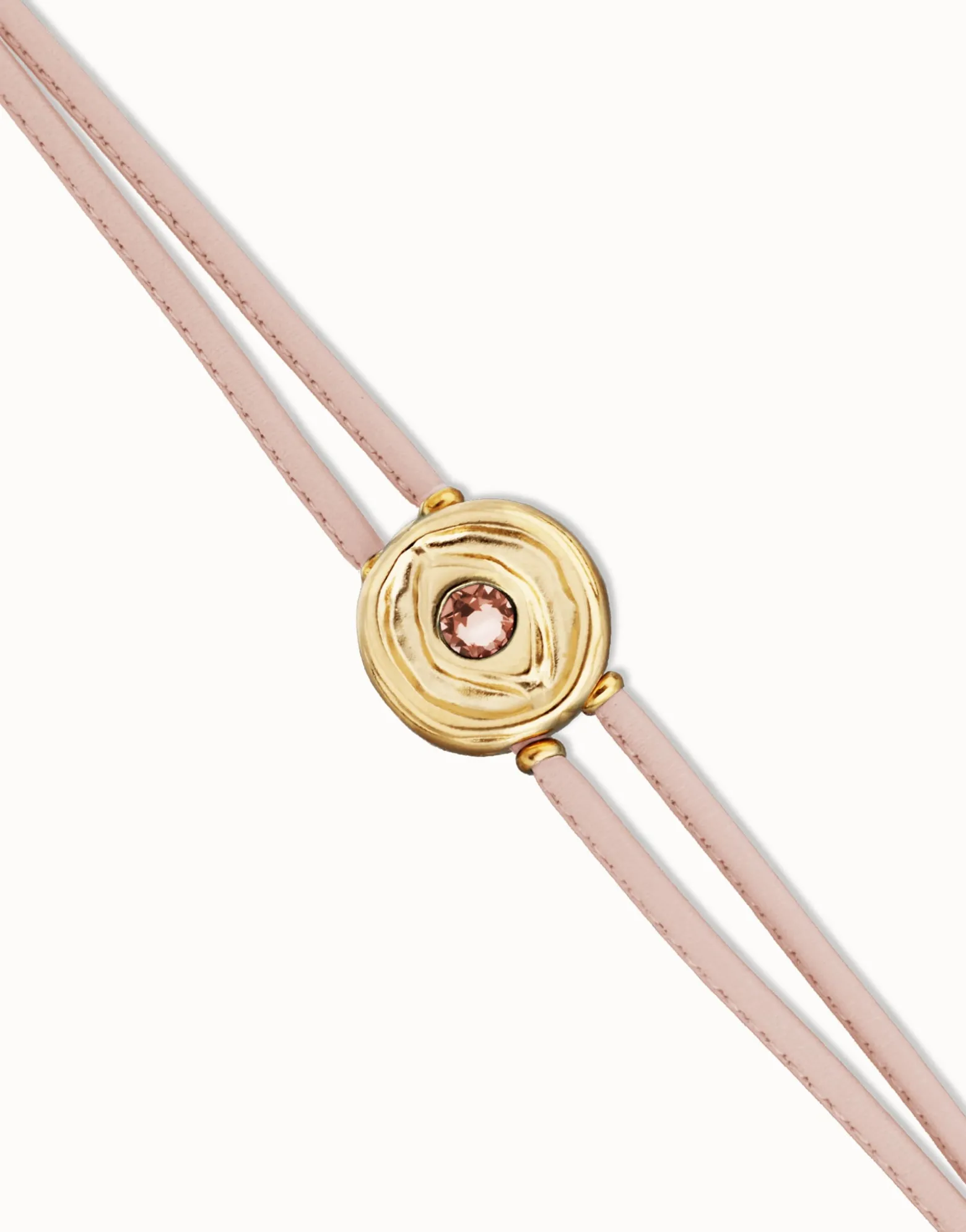 Double pink leather birthstone bracelet with eye