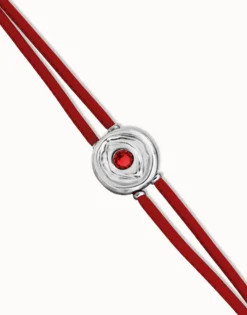 Double red leather birthstone bracelet with eye