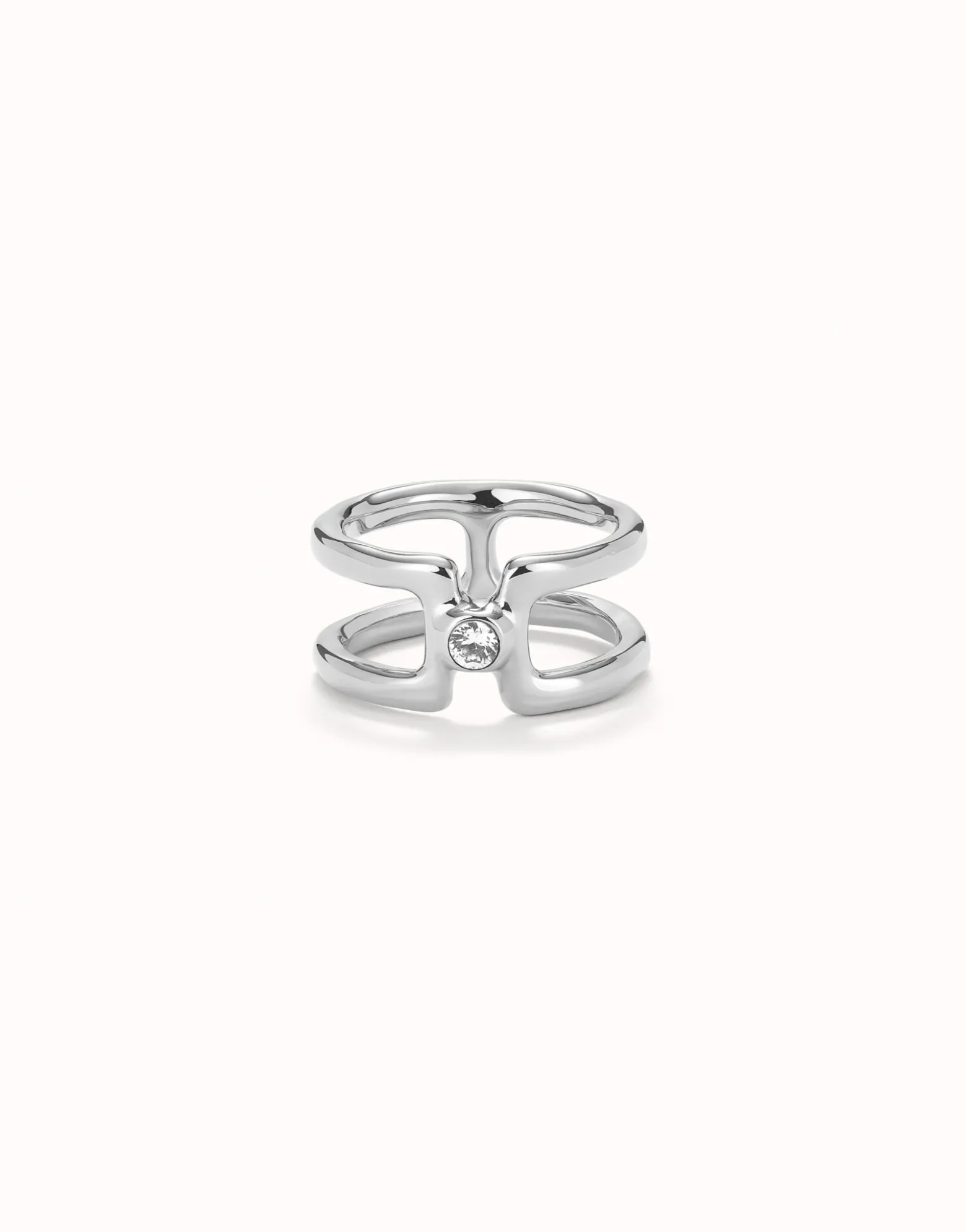Double ring with white topaz