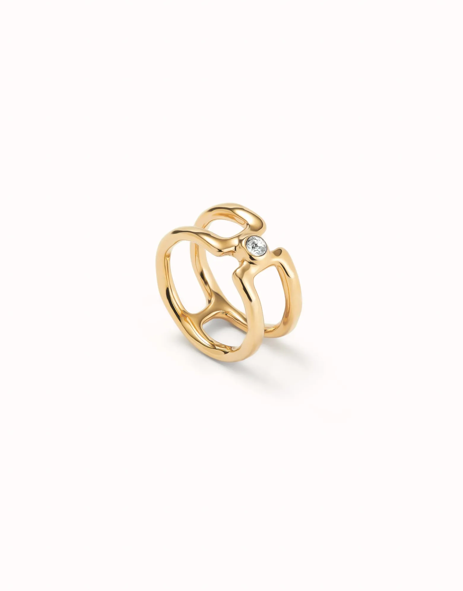 Double ring with white topaz