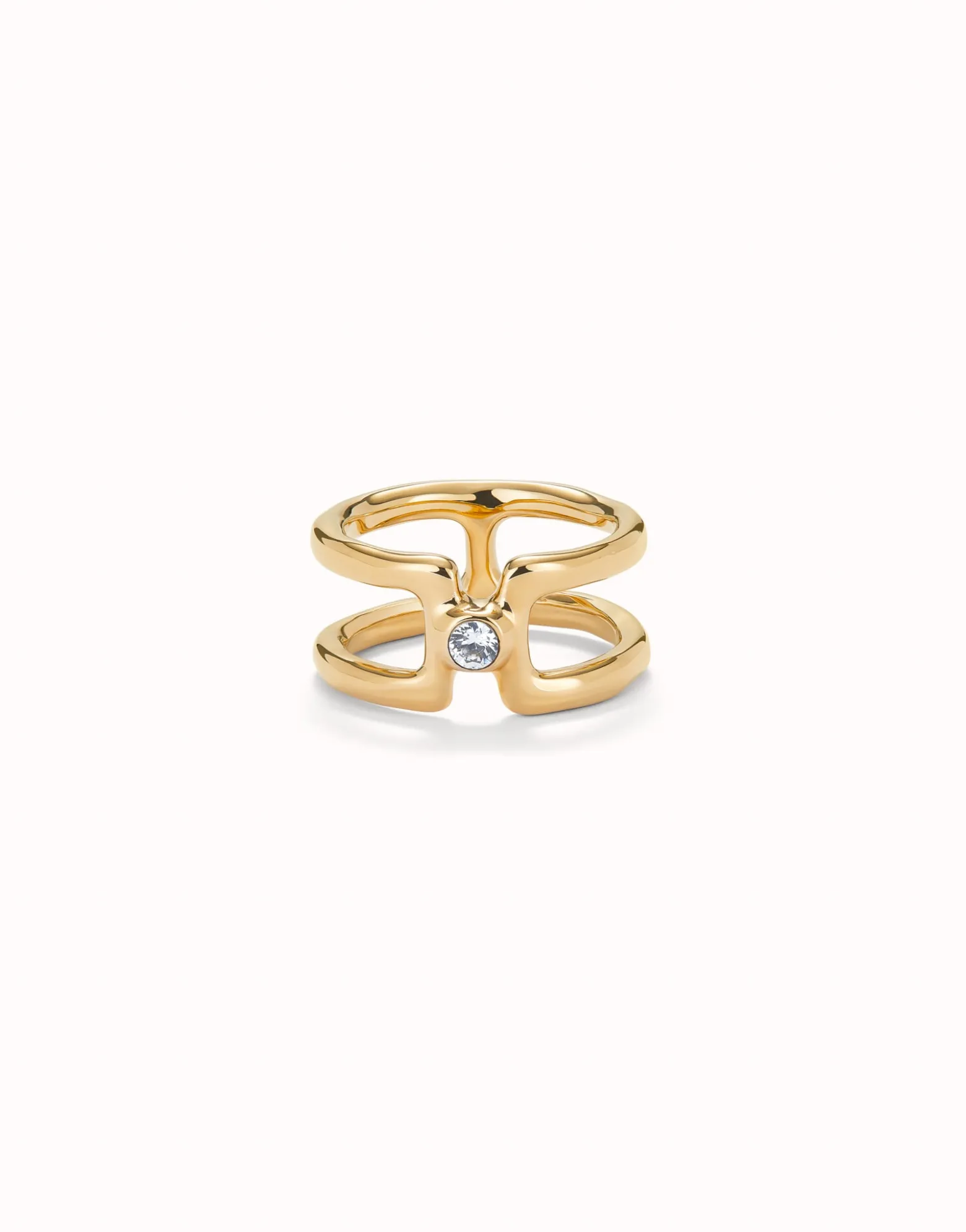 Double ring with white topaz