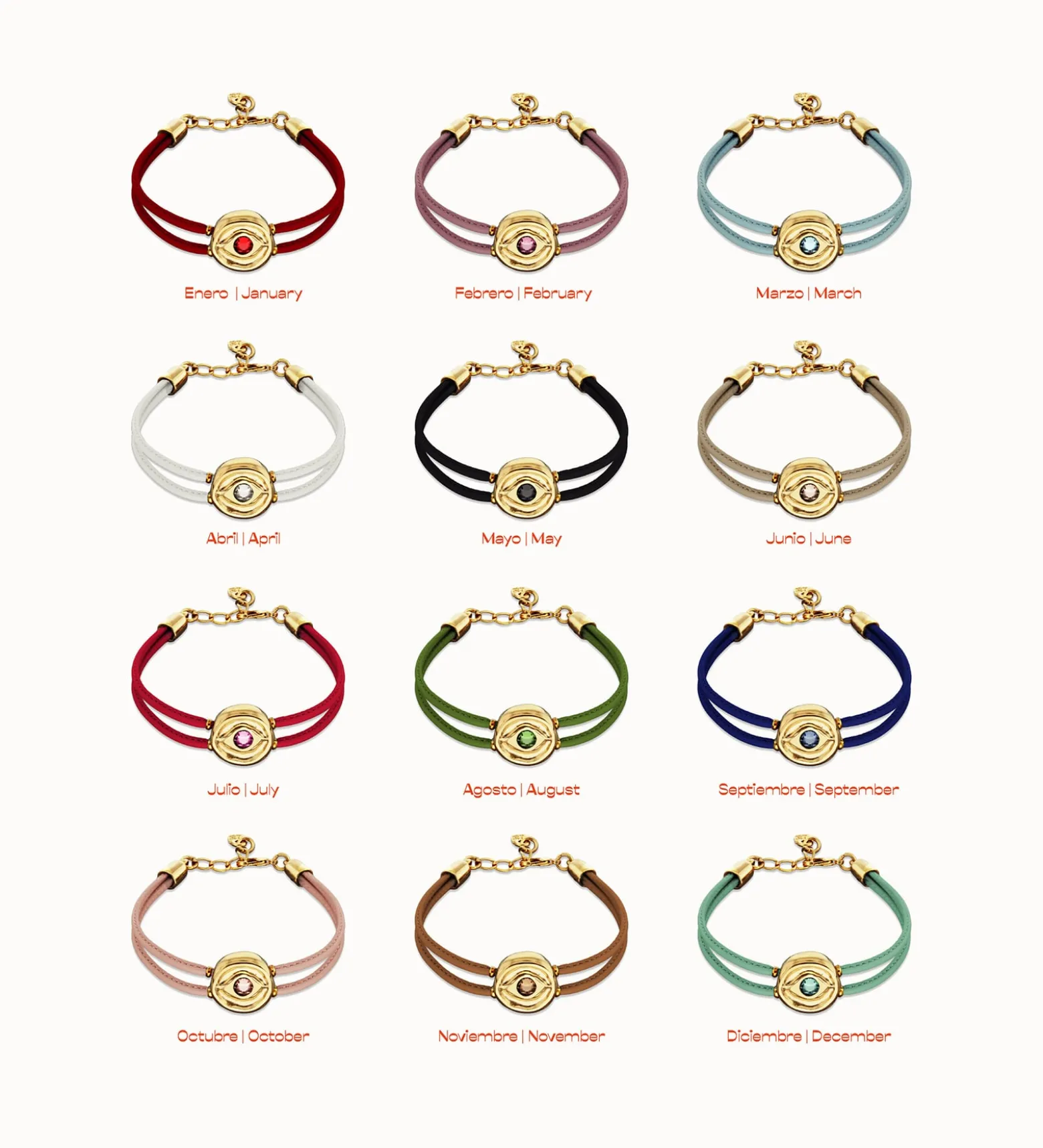 Double turquoise leather birthstone bracelet with eye
