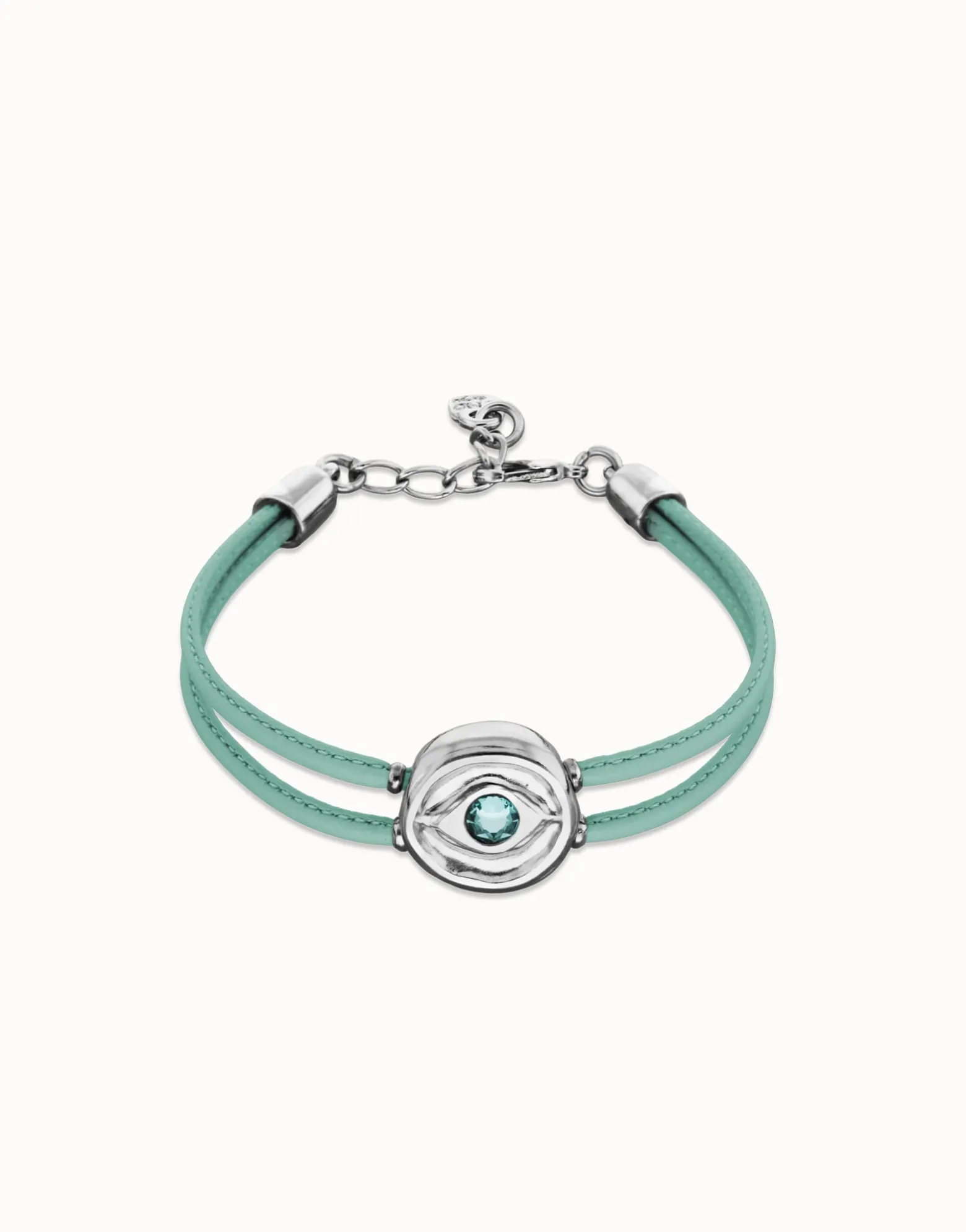 Double turquoise leather birthstone bracelet with eye
